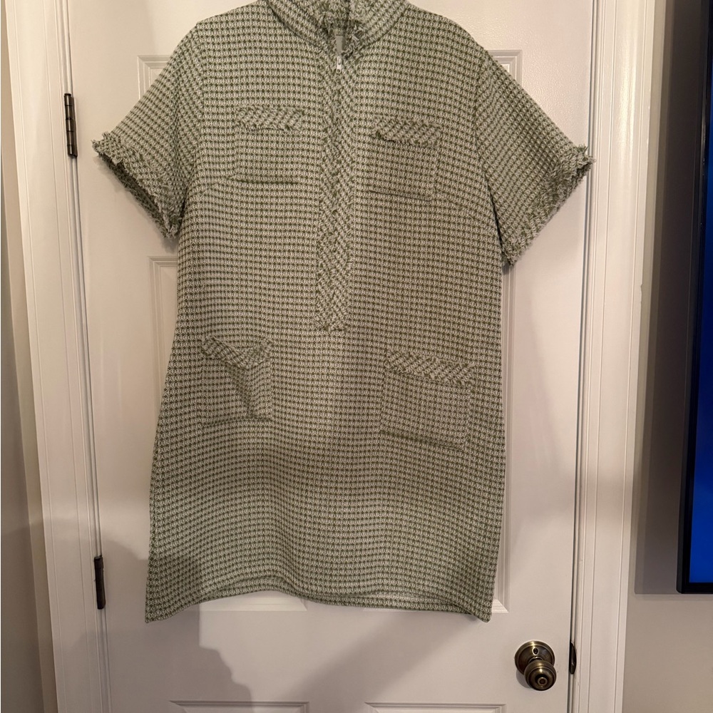 Chic Green Checkered Mini Dress